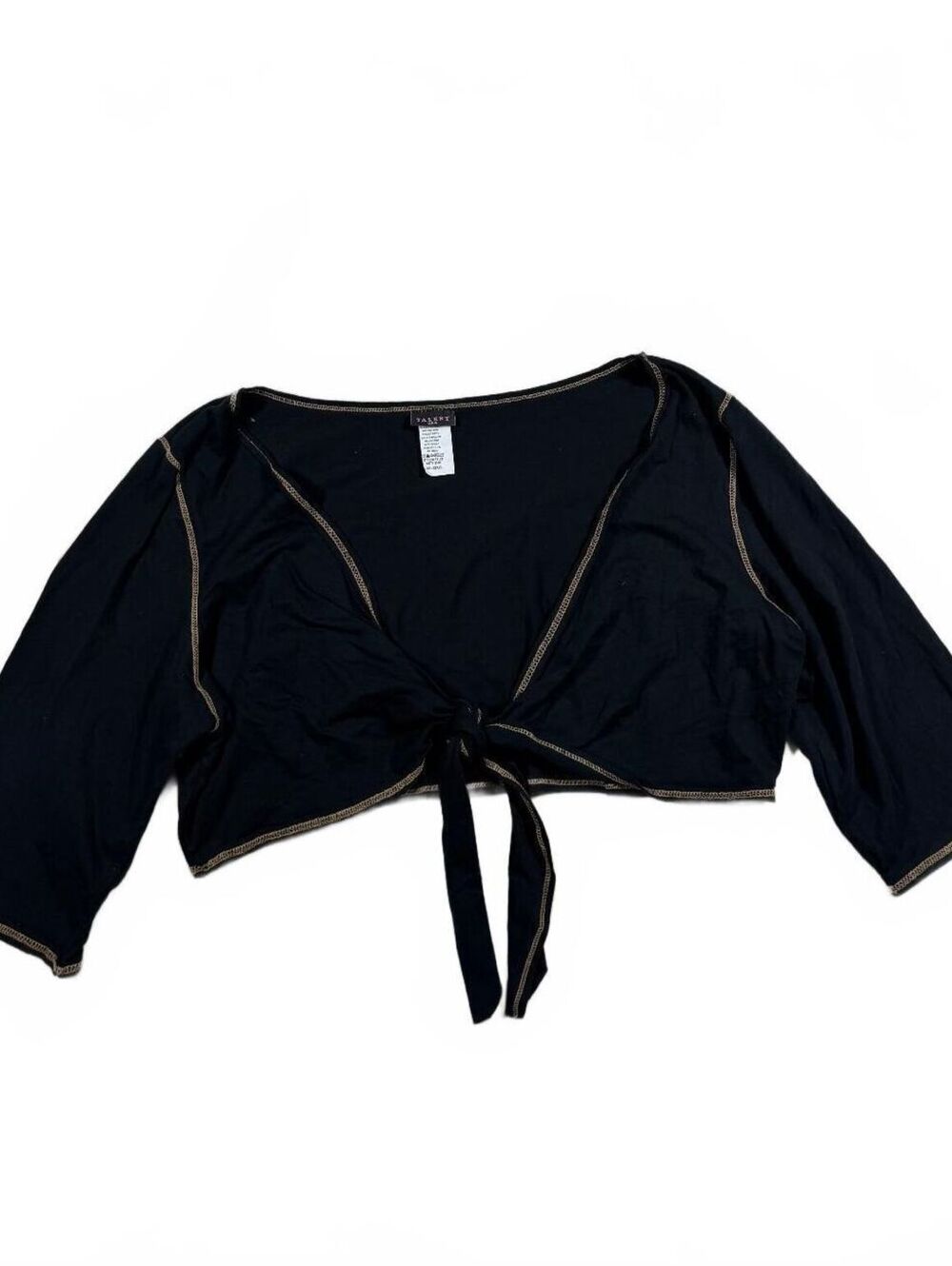 Vintage Y2K Talent USA Cotton Black Cropped Front Tie Bolero XL